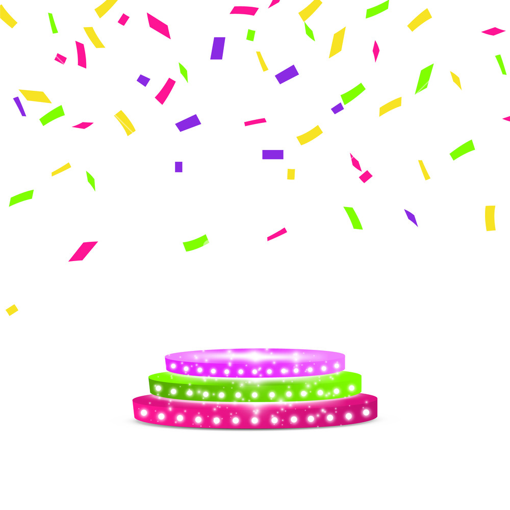 1000x1000 Abstract Shining Multicolored Podium With Confetti Vector