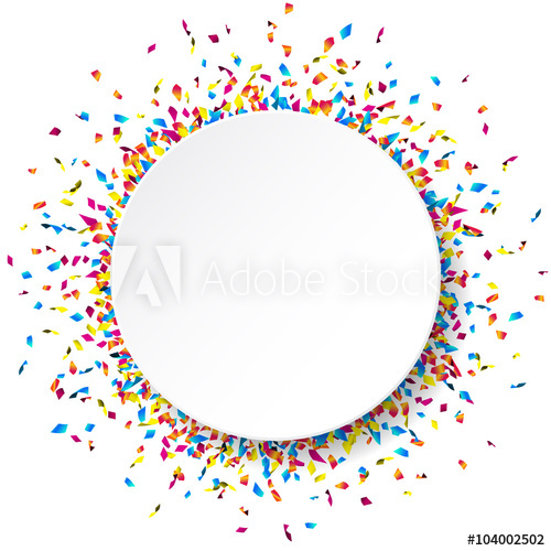 500x500 White Round Paper Banner With Colorful Confetti Vector