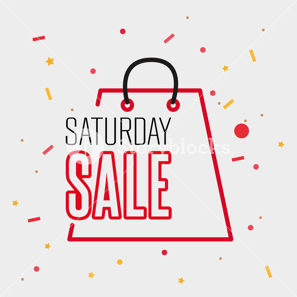 1000x1000 Saturday Sale Shopping Bag Confetti Vector Illustration Royalty