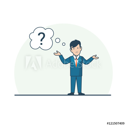 500x500 Linear Flat Confused Man Shrug Shoulders Chat Question Vector