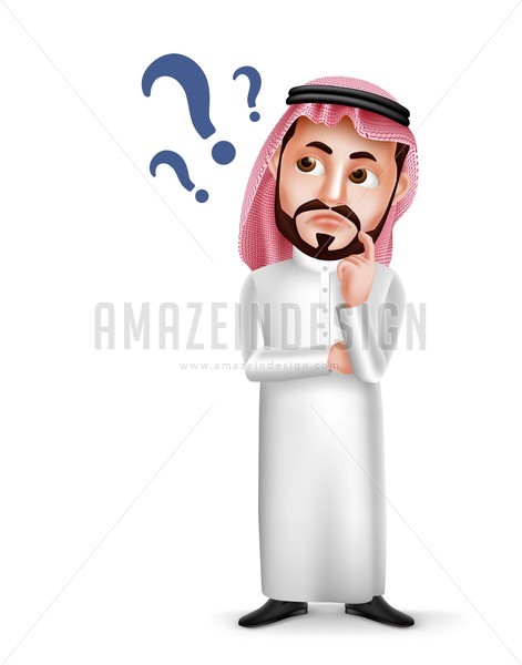 471x600 Saudi Arab Man Vector Character Confused Or Thinking