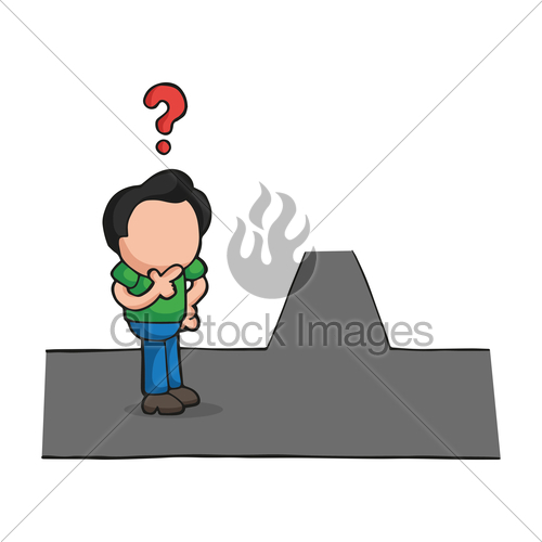 500x500 Vector Hand Drawn Cartoon Of Confused Man On Road Separation Gl