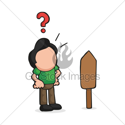 500x500 Vector Hand Drawn Cartoon Of Confused Man Standing Front Gl