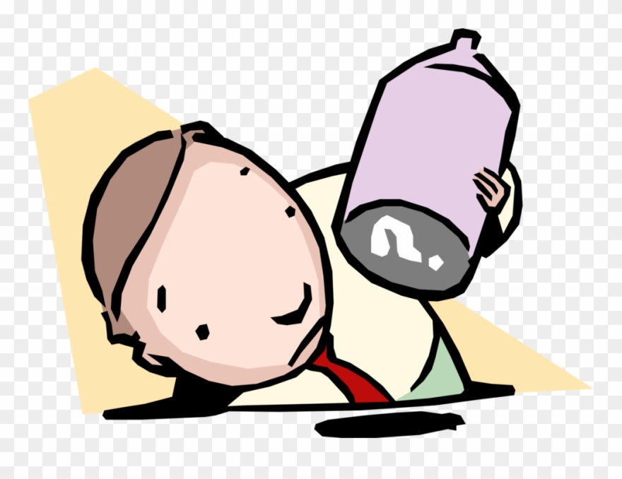 880x678 Vector Illustration Of Confused Man Inspecting Bottle Clipart