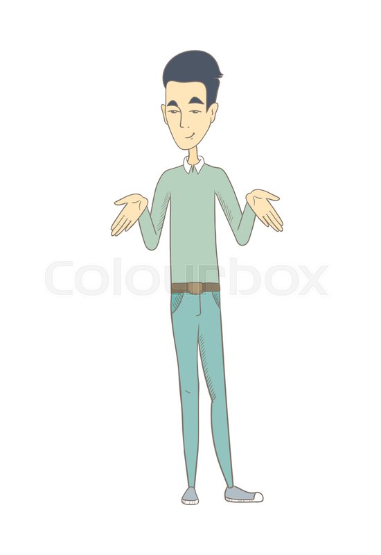 550x800 Confused Hippie Man With Spread Arms Stock Vector Colourbox