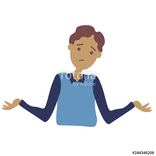 500x500 Confused Man Shrugging Shoulders Flat Design Stock Image