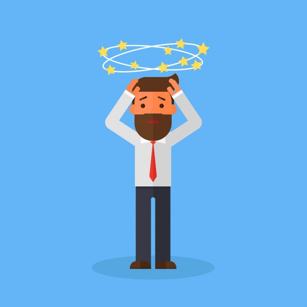 626x626 Business Man With Flying Stars Around His Head Vector Premium