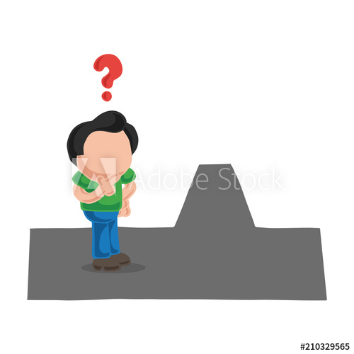 500x500 Vector Hand Drawn Cartoon Of Confused Man On Road Separation