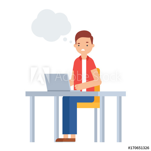 500x500 Vector Illustration Of Confused Man Sitting