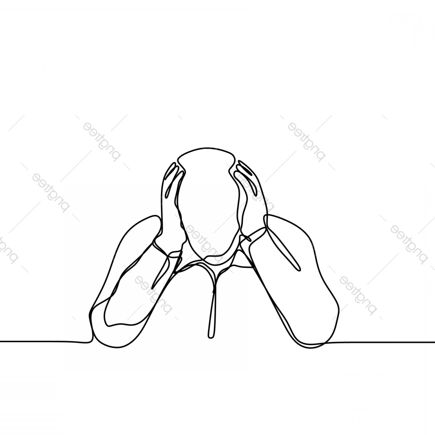 1440x1440 Confused Person Continuous One Line Drawing Vector Illustration