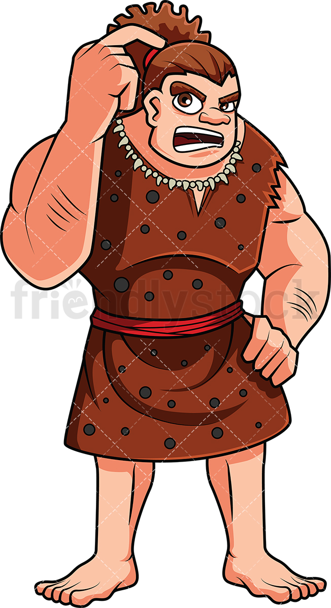 652x1196 Confused Caveman Scratching Head Vector Cartoon Clipart