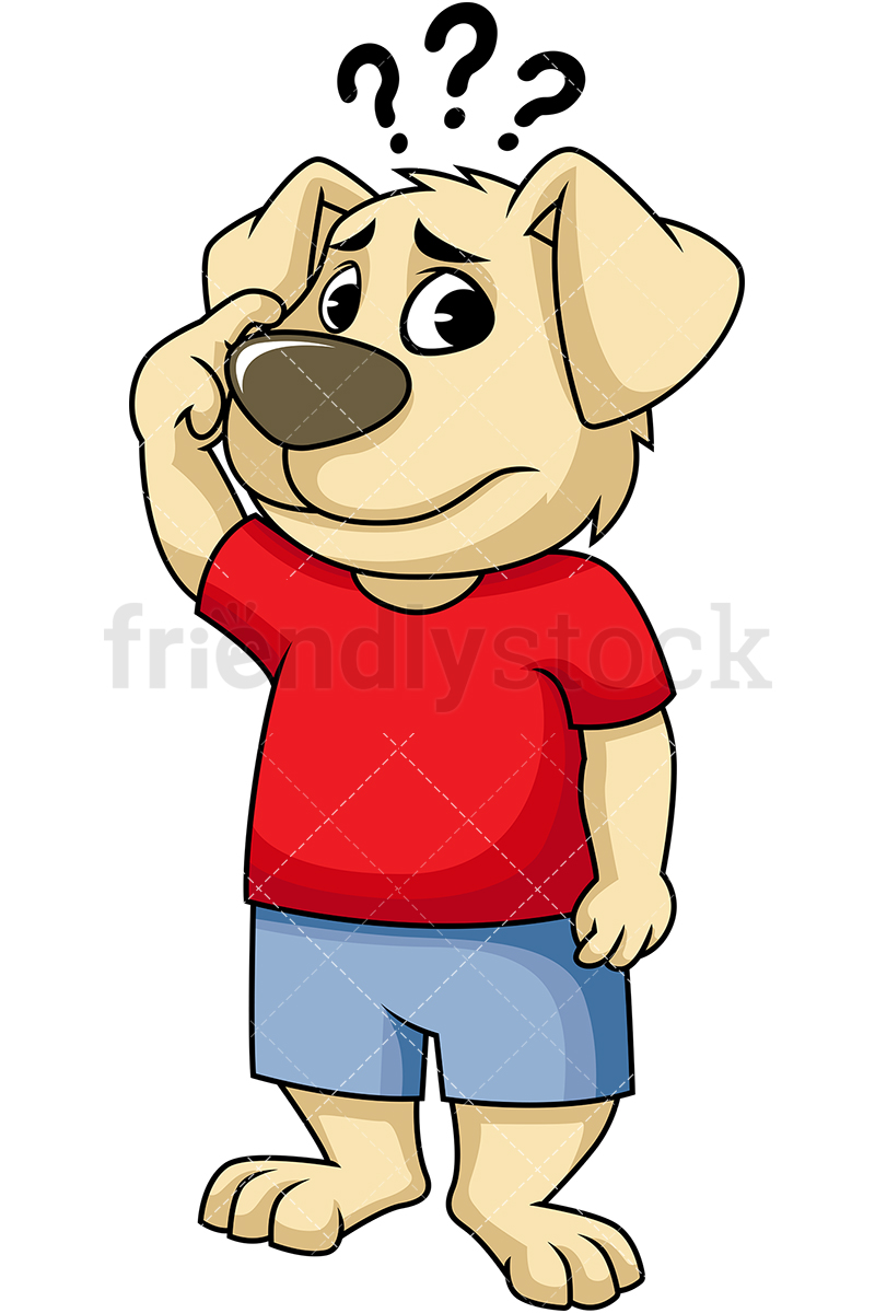800x1200 Dog Character Confused Cartoon Vector Clipart