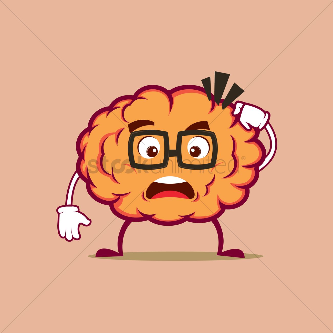 1300x1300 Free Brain Character Confused Vector Image