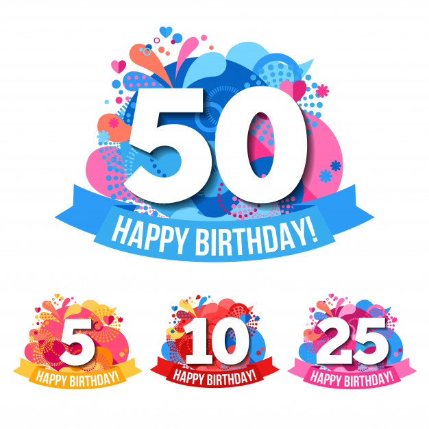 626x626 Anniversary Emblems With Happy Birthday Congratulations Vector