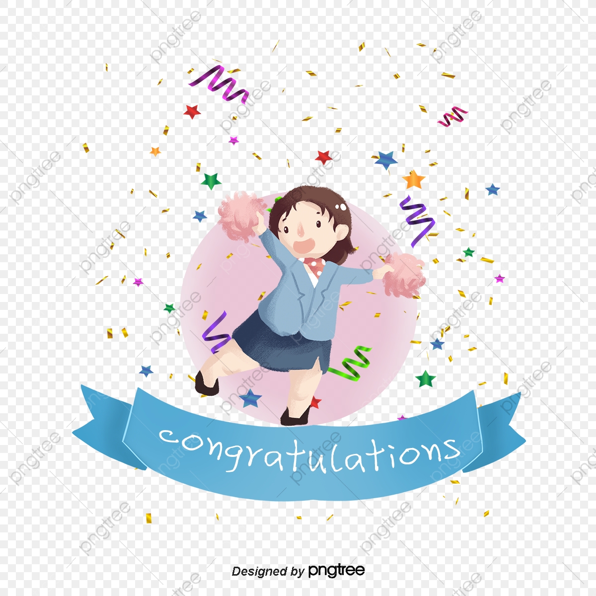 1200x1200 Cartoon Hand Painted Congratulations Graduation Card, Graduation