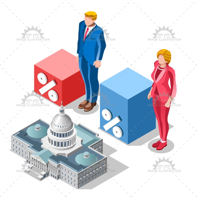 690x690 Election Infographic Pools Congress Vector Isometric People