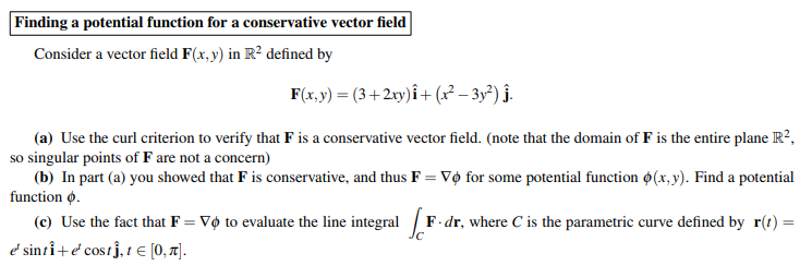 745x255 Solved Finding A Potential Function For A Conservative Ve