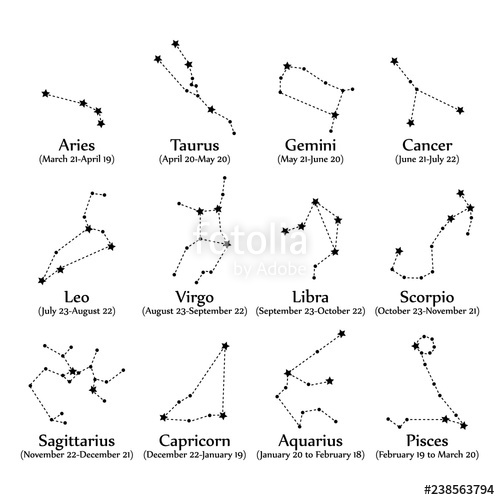 500x500 Zodiac Signs Constellation Vector Set Zodiac Constellations