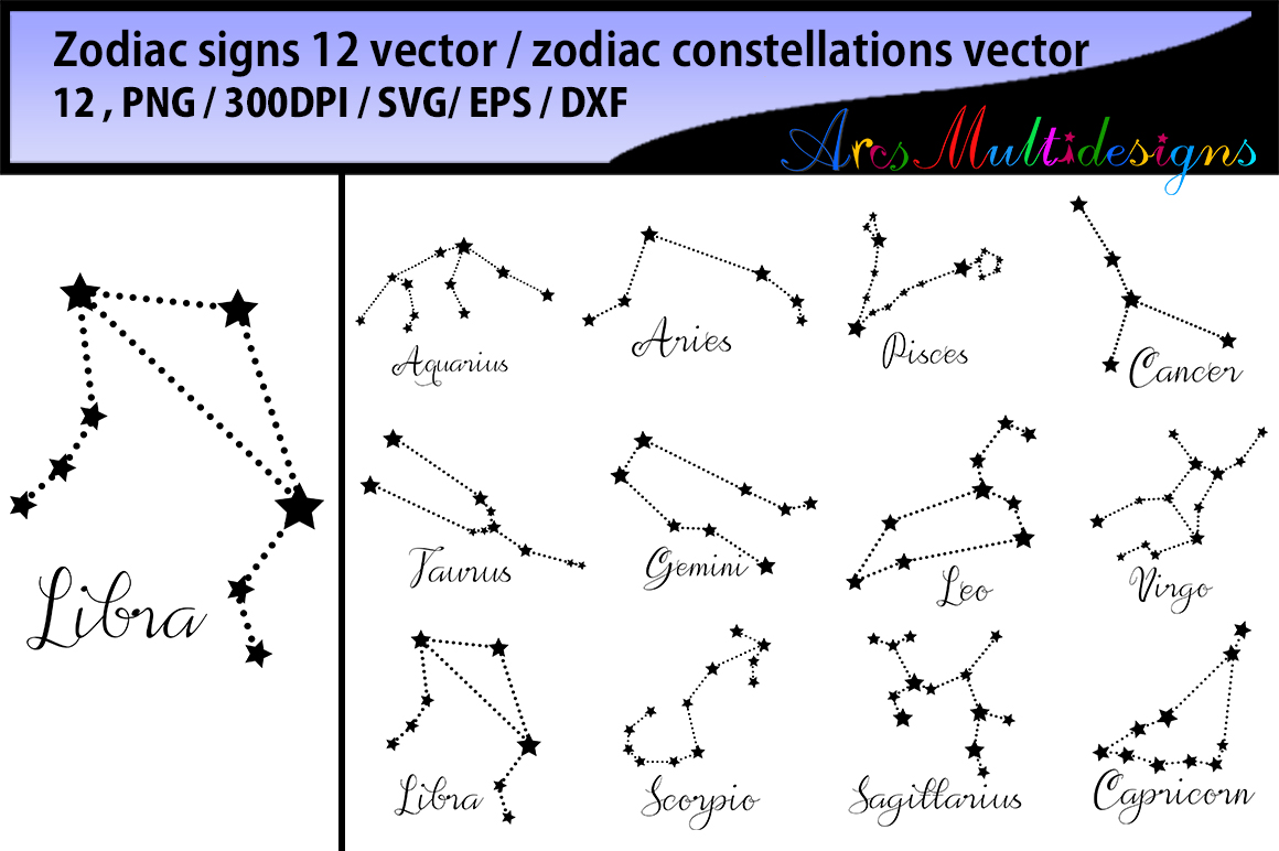 1160x772 Zodiac Vector Silhouette Zodiac Constellations Vector