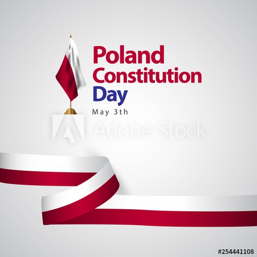 500x500 Poland Constitution Day Flag Vector Template Design Illustration