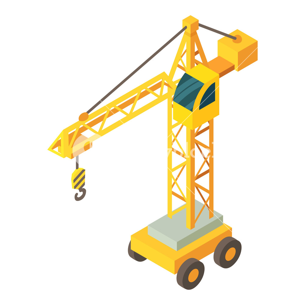 1000x1000 Construction Crane Icon Isometric Illustration Of Construction