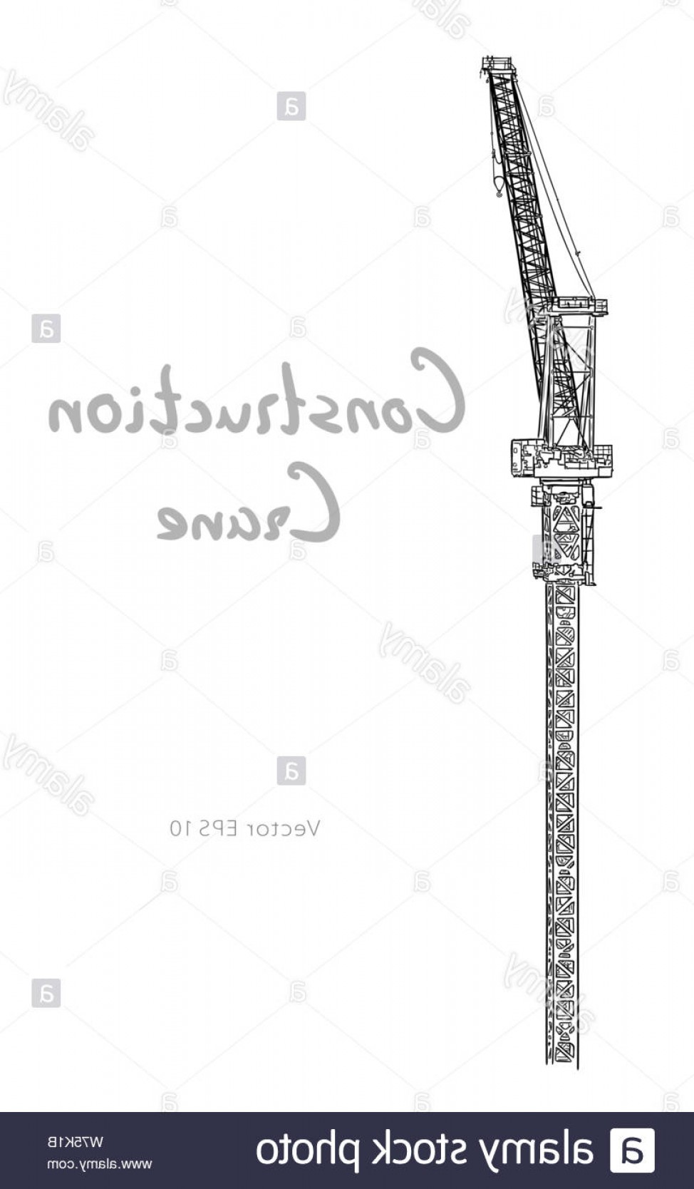 974x1668 Tower Construction Crane Vector Line Art On White Image Soidergi