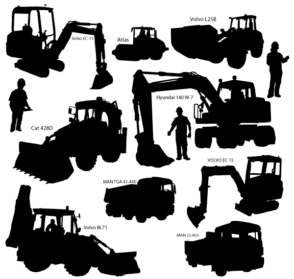600x570 Heavy Duty Construction Equipment Vector Silhouettes Free
