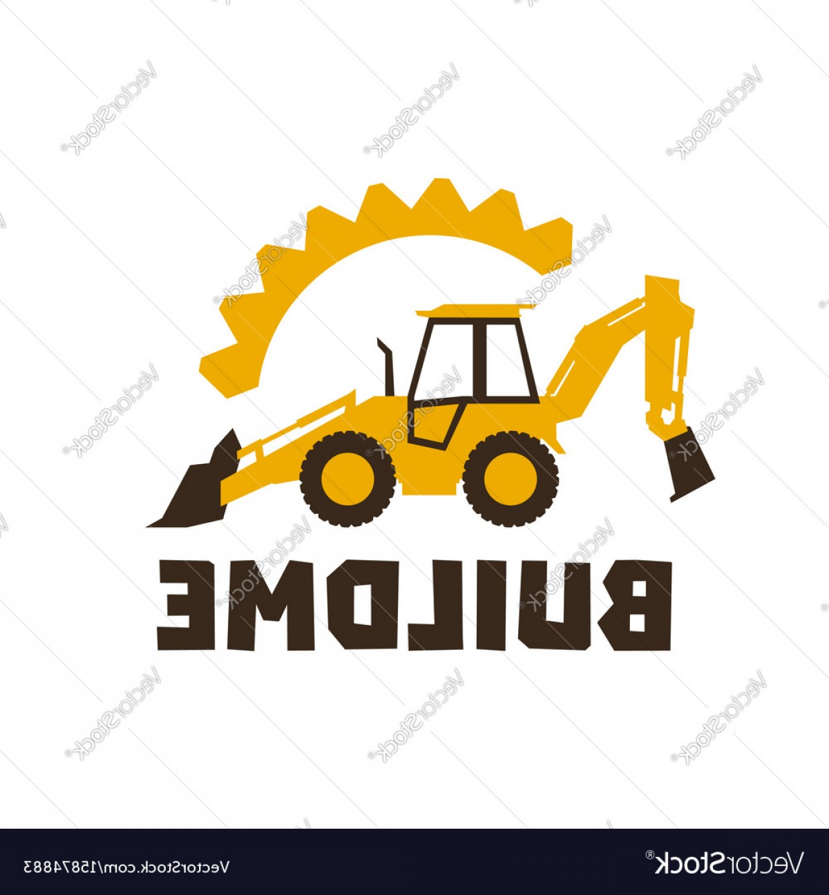 1200x1296 Logo Backhoe Loader Orange Construction Equipment Vector Handandbeak