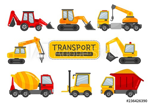 500x349 Vector Set Of Construction Equipment Illustration In Cartoon