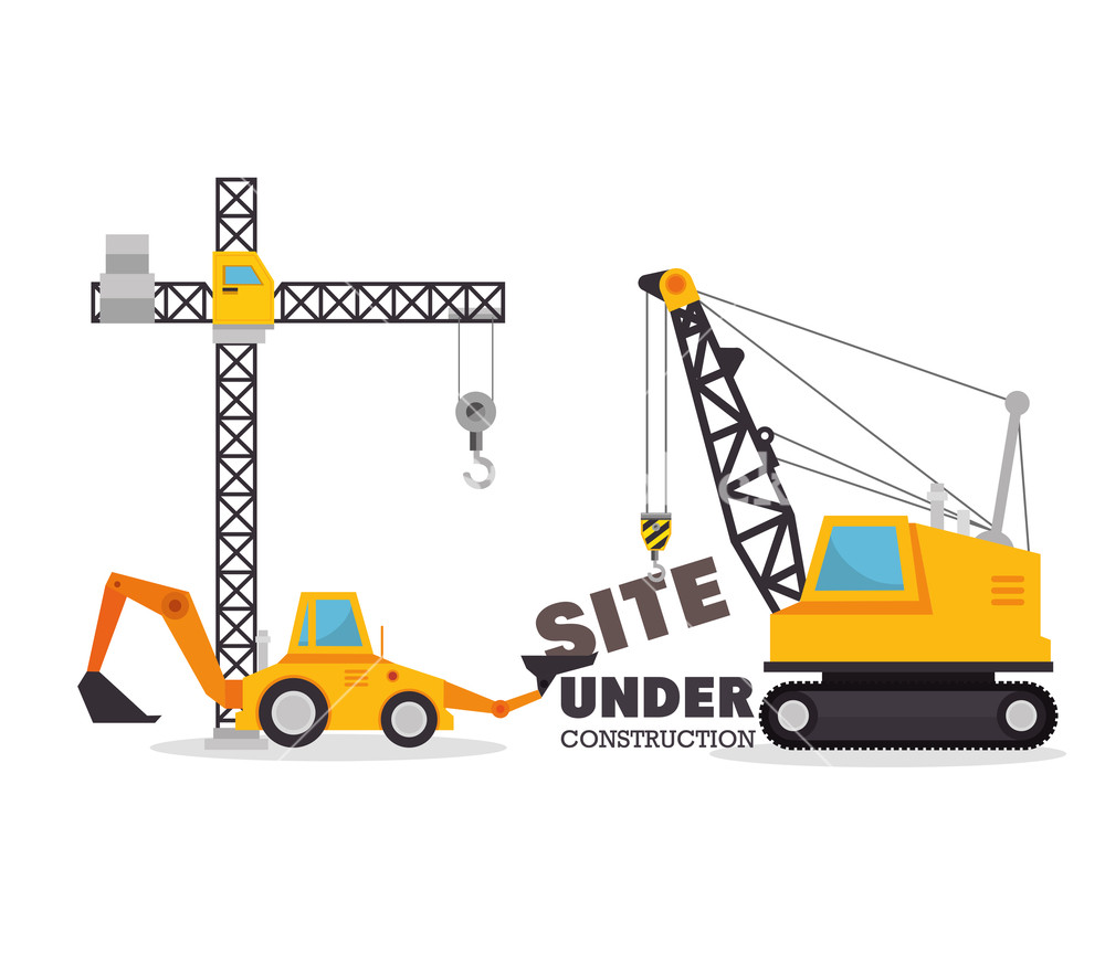 1000x883 Site Under Construction Equipment Graphic Vector Illustration
