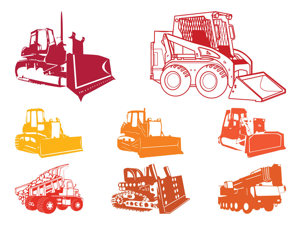 1024x765 Construction Equipment Silhouettes Vector Art Graphics