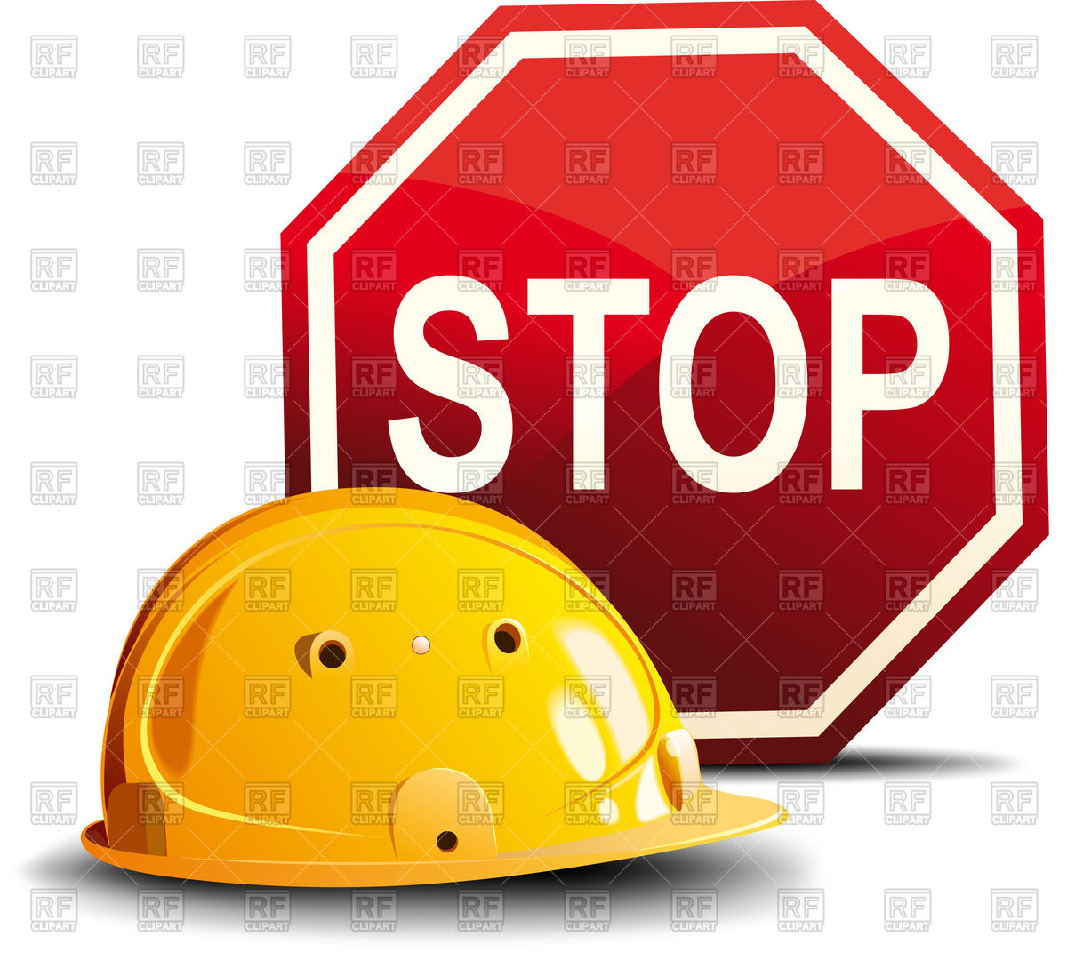 1200x1098 Yellow Construction Helmet And Red Stop Sign Vector Image Of Icons