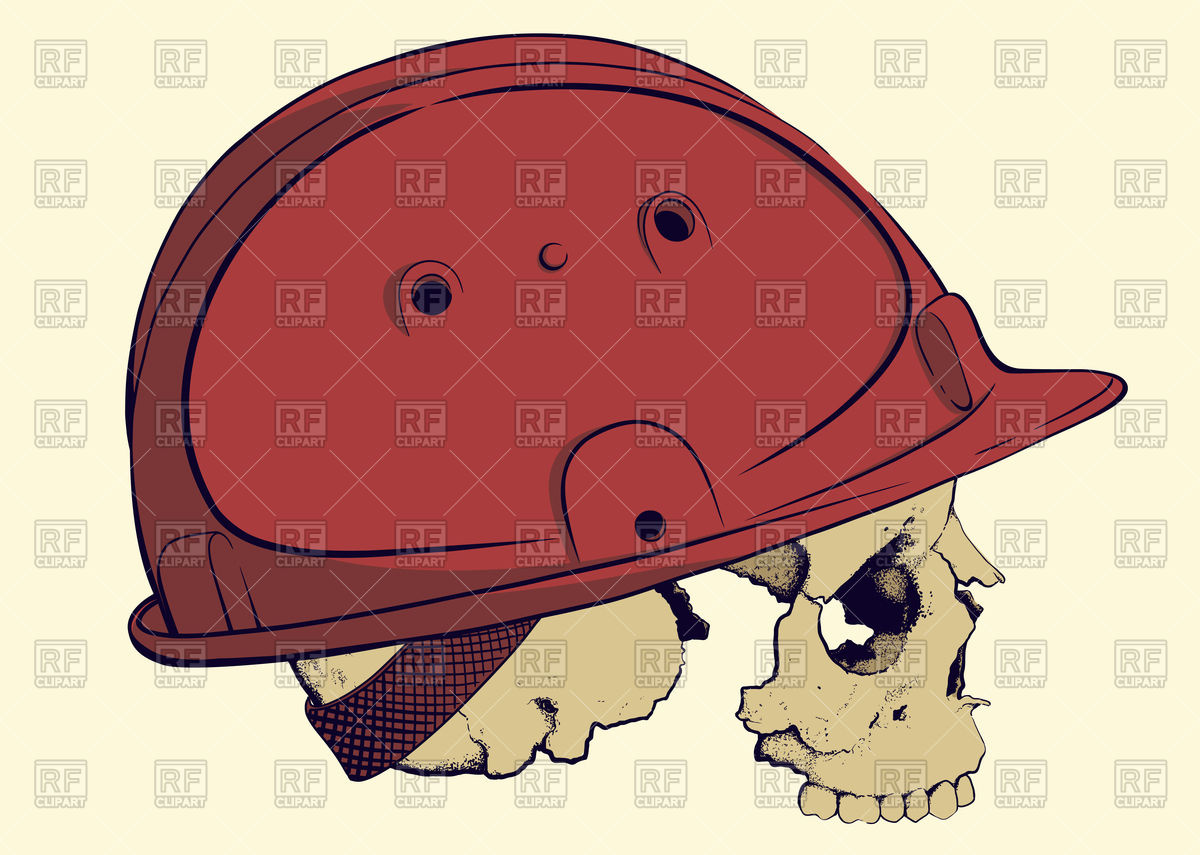 1200x855 Skull In Profile In Red Plastic Construction Helmet Vector Image