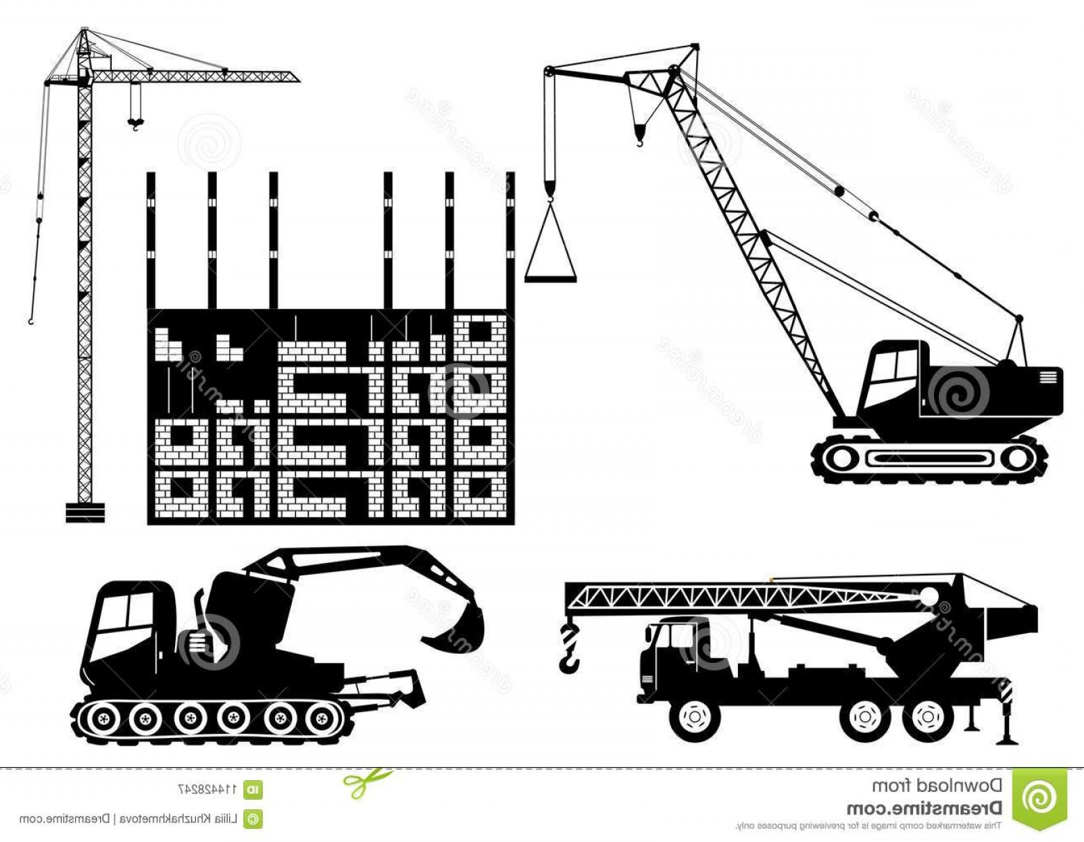 1560x1213 Silhouettes Construction Cranes Trucks Digger Building Houses
