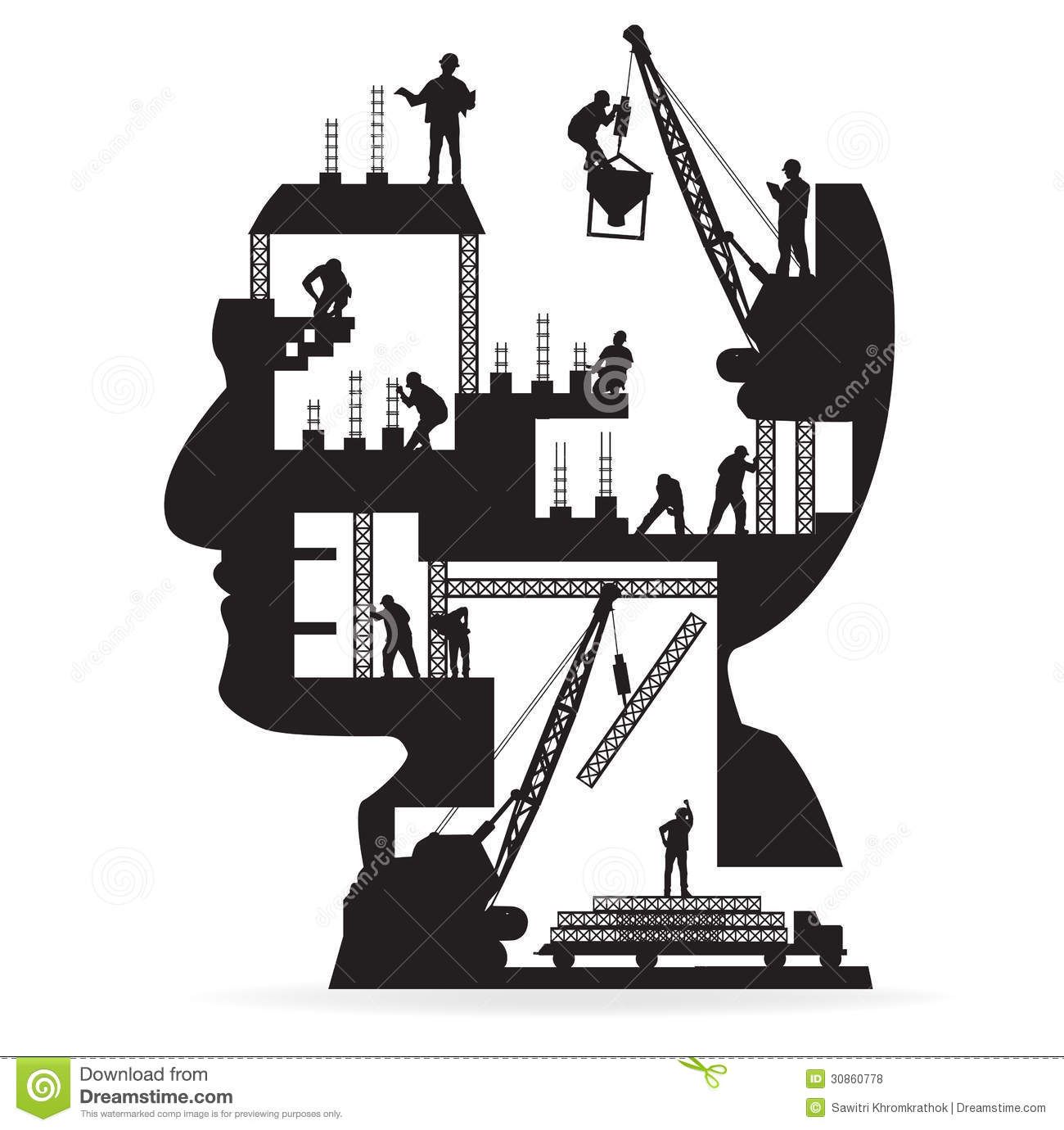 1300x1380 Vector Building Under Construction With Workers In Royalty Free