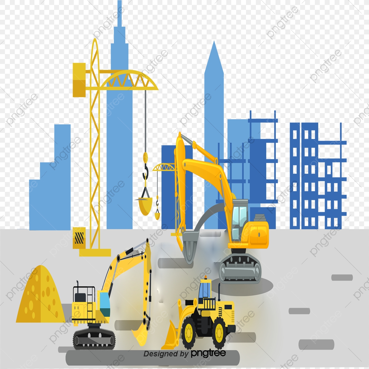 1200x1200 Construction Site Excavator, Construction Vector, Vector Material