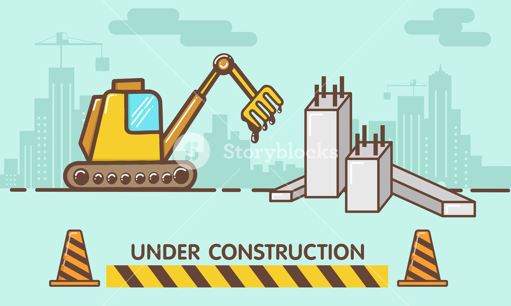 1000x600 Construction Site,flat Style Vector,building A House Or Webpage
