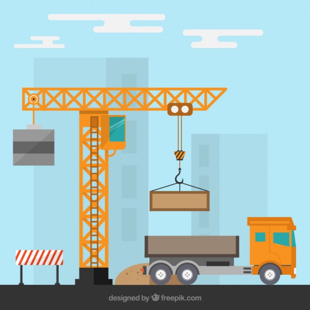 626x626 Construction Site With A Crane And A Truck Vector Free Download