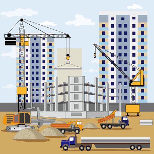 500x500 Building Construction Site Flat Background Vector Free Download