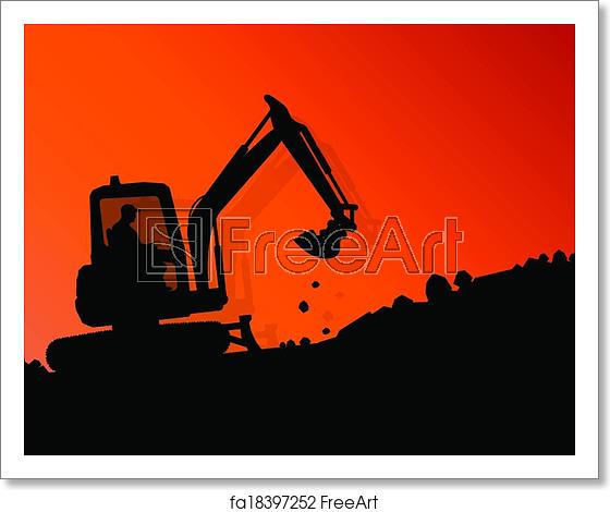 560x470 Free Art Print Of Excavator Loader Hydraulic Machine Tractor