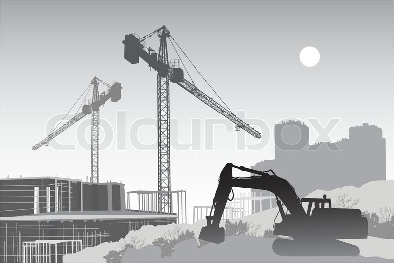 800x533 Image Of The Construction Site With Stock Vector Colourbox