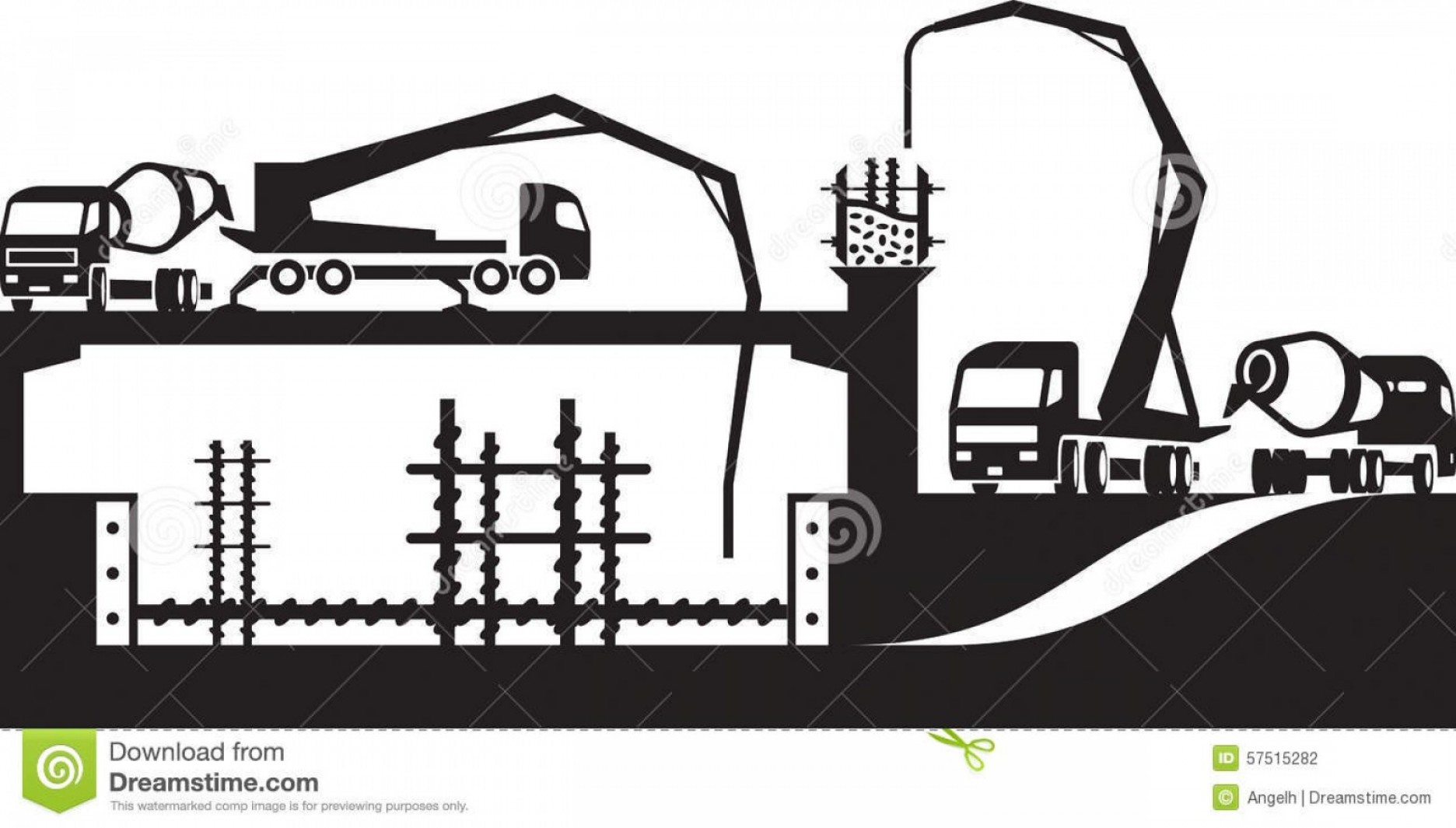 1872x1065 Stock Illustration Pouring Concrete Construction Site Vector