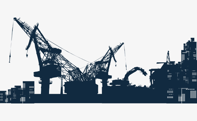 650x400 Vector City Silhouette Crane Constructio