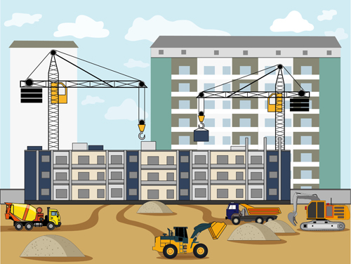 500x376 Building Construction Site Flat Background Vector Free Download