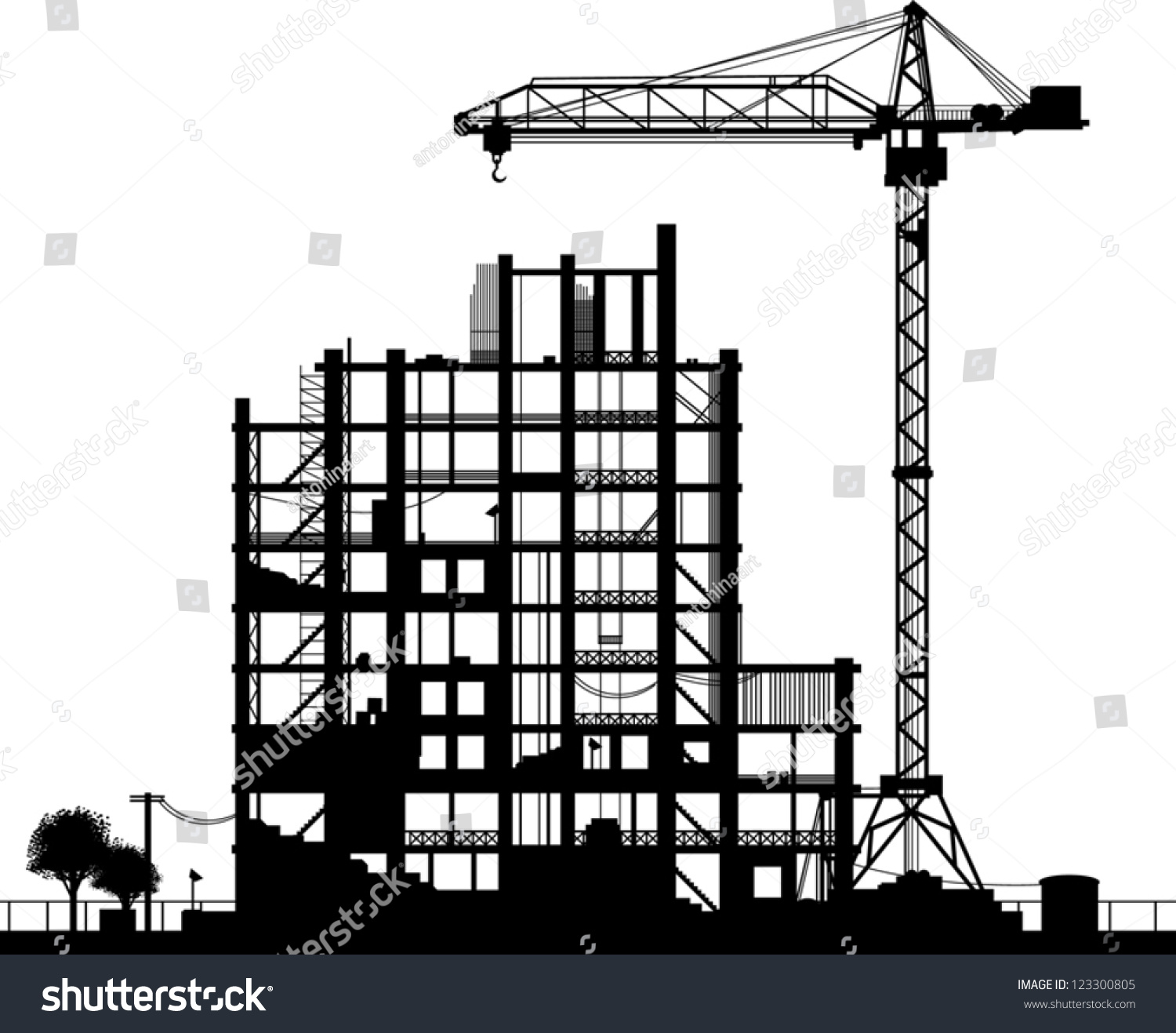 1500x1317 Collection Of 'construction Site Silhouette' Download More Than