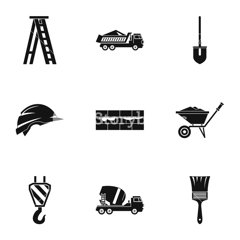 Construction Tools Icons Set Simple Illustration 1000x1000 Construction Tools Icons Set Simple Illustration