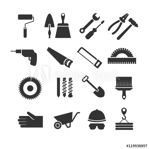 Construction Tools Vector Black Icons Set 500x500 Construction Tools Vector Black Icons Set