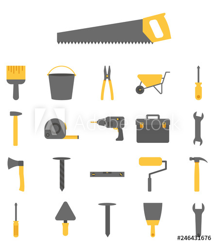 Construction Tools Vector Icon Set On White Background 441x500 Construction Tools Vector Icon Set On White Background