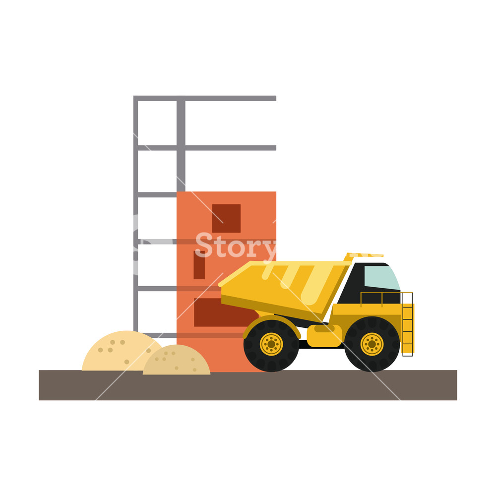 Construction Truck Loading Sand Vector Illustration Graphic Design 1000x1000 Construction Truck Loading Sand Vector Illustration Graphic Design