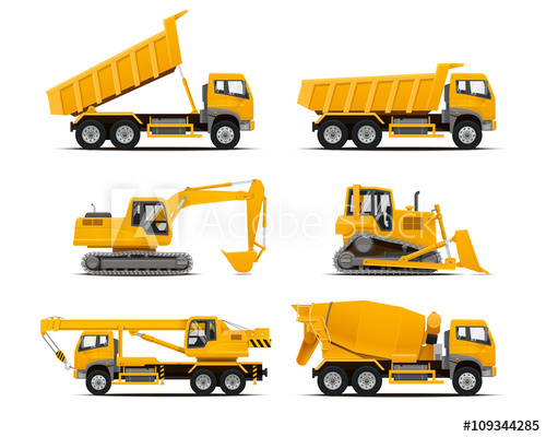 500x400 Set Of The Construction Machinery Vehicles Vector Truck, Vector
